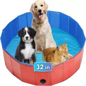반려견용 웰핑 박스 접이식 출산 수영장 강아지용 풀 휴대용 플라스틱 및 욕조 빨간색 31.5인치 직경