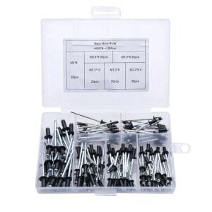 호환 120pcs 블라인드 리벳 알루미늄 M2 4M4 돔 블라인드 팝 리벳 모듬 세트 리벳 키트 네일 풀 가구 구색 키트