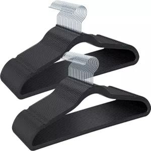 플라스틱 코트 걸이 50팩 미끄럼 방지 기숙사 및 아파트 공간 절약 옷장 - 360° 회전 튼튼한(블랙)