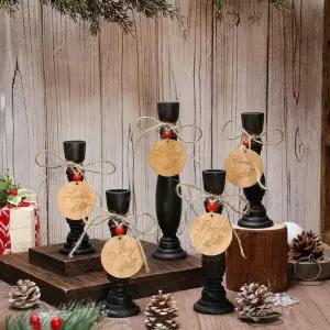 Cinnvoice 5 세트 크리스마스 양초 홀더 크리스천 선물 러스틱 우드 8.26 7 평화 사랑 희망 조이 태그