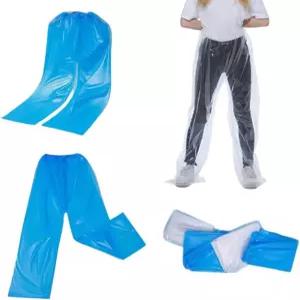 DeaHea 4팩 일회용 레인 팬츠 레인코트 남녀 공용 성인 방수 롱 튜브 신발 커버 두꺼운 플라스틱 발 랩드