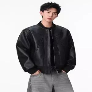 남친 레드 가을 가죽 내피 점퍼 야구 PU가죽 패피3