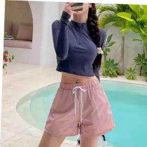 여자 긴팔 반바지 수영복 세트 루즈핏 상의 래쉬가드 팬츠 비치웨어