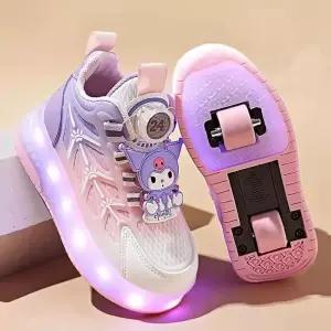 4륜 롤러슈즈 아동 다이얼 운동화 화이트블루, 바퀴신발 28 바퀴달린신발 롤