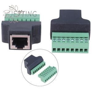 1개 RJ45 암 커넥터에서 스크류 터미널 8핀 커넥터로 변환 이더넷 케이블 연장 어댑터 컴퓨터 관련 연결