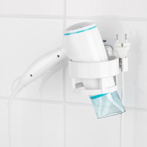 디허브 밀착패드 헤어 드라이기걸이 R 거치대 홀더 꽂이 수납 정리함 보관함 정리대 화이트 고대기 무타공 욕실 걸이 부착식  욕실 악세사리