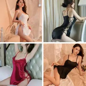 이벤트옷 섹시 야한 용품 밑트임 성인 망사 원피스 란제리 잠옷 실크 슬립 의상