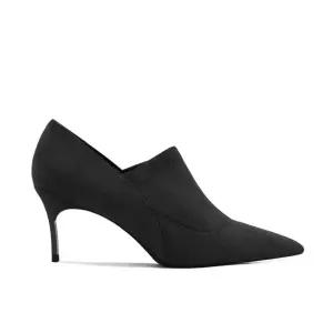 스웨이드 블랙 힐 포인트 겨울 부티힐 펌프스 플랫폼