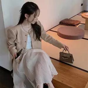 금장버튼 트위드 자켓 여성 봄자켓 하객룩 데이트룩 자켓