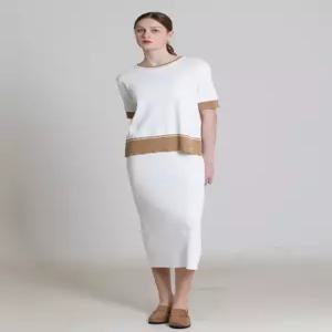 [아날도바시니][아날도바시니(ARNALDO BASSINI)] (2SET) 시보리배색 밴딩 스커트 셋업(니트+스커트) (택가
