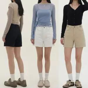 [하프클럽/셀러허브_여성트랜드패션]여자 면원단 허리버튼 하이웨스트 넓