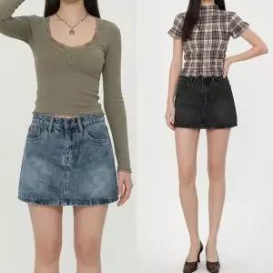 [하프클럽/셀러허브_여성트랜드패션]여자 진 하이웨스트 워싱 그런지 미니