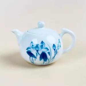 [콩심팥심]청화백자 연화문 손잡이 다관 차주전자 180ml