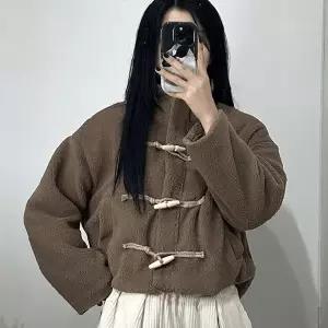 여자 양털 플리스 덤블 집업 자켓 가을 겨울 데일리 캐주얼 따뜻한 누빔 안감 숏