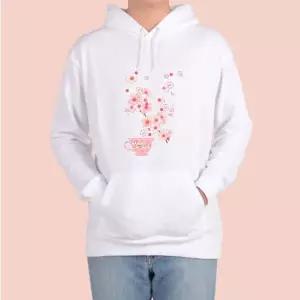 기모후드티 찻잔 분홍 벚꽃 봄 디저트 꽃 디자인