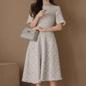 니트원피스 반팔 트위드 원피스 파티룩 데이트룩 사계절 직장인