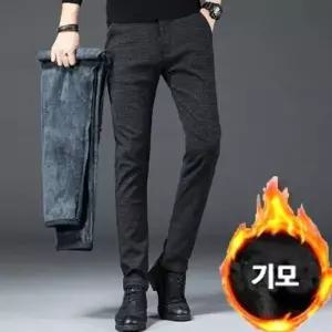 [하프클럽/]겨울바지 안감 복 캐주얼 팬츠 슬랙스 긴 기모 일자핏 바지 체크