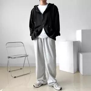 [하프클럽/옷자락]남자 오버핏 기본 캐주얼 무지 투웨이 후드 집업 자켓