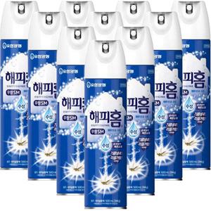 유한양행 해피홈 에어로솔 무향 500ml x 10개 모기약 살충제 킬라 파리 벌레 모기 약 퇴치 킬라