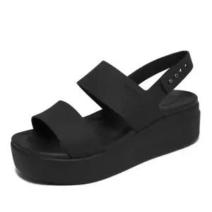 크록스 브루클린 로우 여성 웨지힐 통굽 샌들 슬리퍼 블랙 206453-060