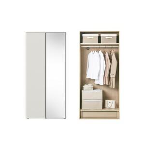 한샘 바이엘 소프트 거울옷장 크림화이트 100cm(높이216cm) 1단 내부서랍형