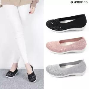 행텐 HT-323 여성용 프리미엄 플랫슈즈 니트운동화 비즈슬립온 스니커즈 플랫 로퍼 운동화 단화