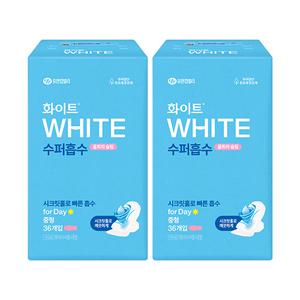화이트 수퍼흡수 날개형, 중형, 36매, 2개