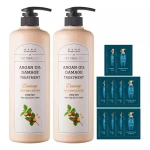 아르간오일 데미지 트리트먼트 1000ml 2개+샴푸10매 / 손상 모발 케어