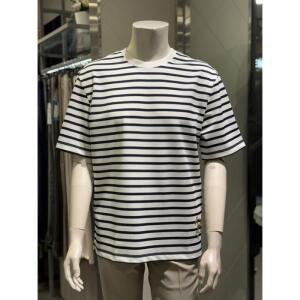 basso 세이브존01 화이트 단가라 자수 로고 쿨 시어서커 반팔 티셔츠 (2컬러) Z2-KR20