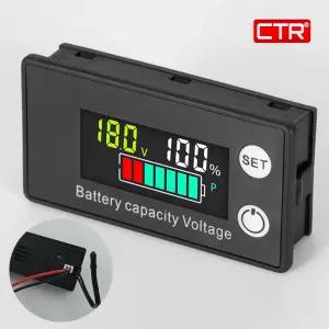 볼트 게이지 12V 24V 메타 배터리 잔량 표시기 전압 자동차 적산계 파워뱅크 10A 50A 100A 온도 전류 튜닝 캠핑카 측정기 매립형 백라이트 잔량계