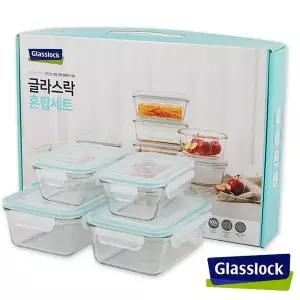 글라스락 테이퍼웨이브혼합4조세트 직사각유리밀폐용기 냉장고보관통 냉동실그릇