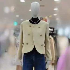 라운드 햄라인 금장버튼 숏코트 E231PSG101/크림 DG 382679
