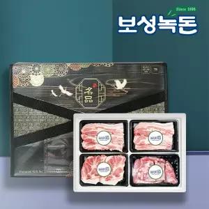 [보성녹돈] 프리미엄 구이갈비 선물세트 6호 1.6kg (삼겹400/삼겹400/목살400/돼지갈비400)
