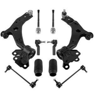 maXpeedingrods 포드 이스케이프 2013-2018용 10피스 프론트 서스펜션 키트, 하단 컨트롤 암 2개, 스웨이 바 엔드 링크 내부 외부 타이 로드 4개, 랙 피니언 부츠 2개