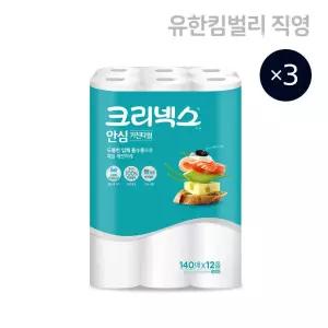 크리넥스 안심 클래식 키친타월 140매 12롤, 3팩 194824