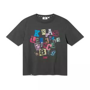 LEE 레터 콜라쥬 반팔 티셔츠 챠콜 LE2602ST12 CH