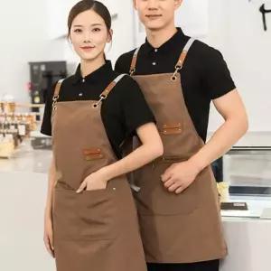 바리스타 앞치마 작업용 쉐프 남성 캔버스 앞치마 여성 공방