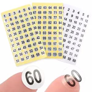 원형 번호 스티커 1cm 은색 투명 1-60 분류 넘버링