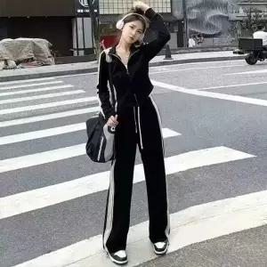 여성 캐주얼 투피스 긴팔세트 트레이닝 세트 봄가을 슬림핏 조깅복 배색 맨투맨 원픽3
