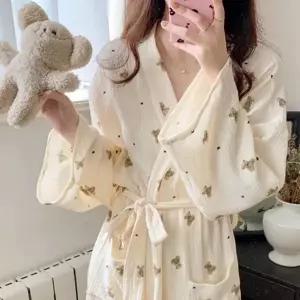 가운 부드러운 테디베어 폴리에스터 여성 가운 신혼부부 흡수력 호텔 반신욕 로브 하트 패턴 웨어 잠옷