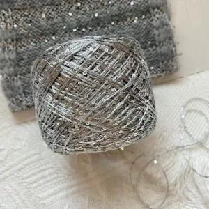 메탈 뜨개실 스팽글 검은색 코바늘실 은색 이태리수입