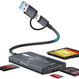 SD 카드 리더 USB C 및 듀얼 인터페이스 4 IN 1 /TF /CF /MS 컴퓨터 메모리 리더 아이폰호환 1715 /TYPE 안드로이드 호환 폰에 카메라 어댑터 아이패드호환 태블릿 맥북호환 IMAC 노트북 PC와 호환 가능