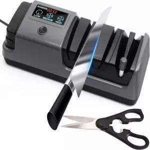 칼 가위 도끼용 전기 칼깎이 속도 조절이 가능한 5-in-1 다기능 3단계 다이아몬드 연삭 세라믹 연마봉 LCD