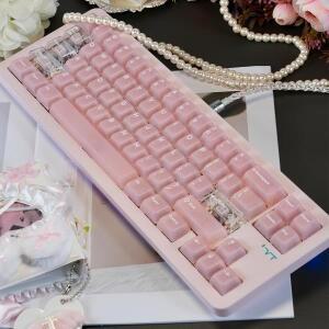 132키 핑크 무광 투명 키캡 체리 프로파일 PC 세트 MX 기계식 키보드용