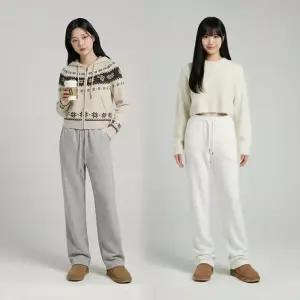 [화이트빌딩]여성 기모 트레이닝팬츠 겨울 양기모 하이웨스트 츄리닝바지 롱숏 선택팬