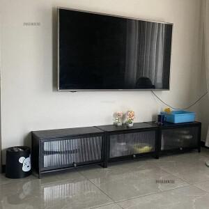 플립 도어가있는 보관 캐비닛 거실 가구 북유럽 현대 대나무 TV 간단한  아파트 Tv 스탠드 bN