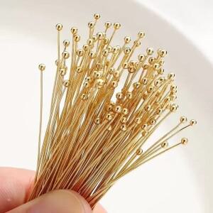 200개/묶음 16 20 25 30 40 50mm 실버 색상 메탈 볼 헤드 핀 DIY 보석 제작용 부자재 직경 0.5mm