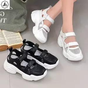 [애슬릿] 메리제인 샌들 키높이 더블 찍찍이 메쉬 가죽 스포티