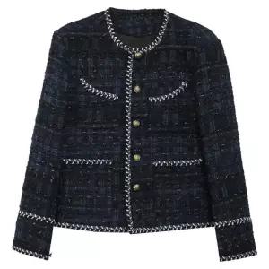 남자 트위드자켓 노카라 체크 자켓 남친 간절기