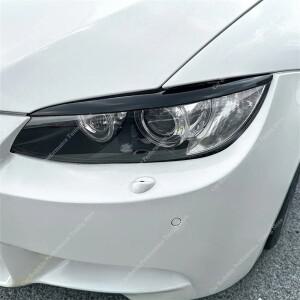 BMW E92 E93 2Pcs ABS 광택 헤드 라이트 사악한 눈썹 눈꺼풀 3 시리즈 325i 330i Pre-LCI 3D 스티커 튜닝